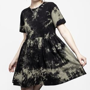 Disturbia Grievance Tie Dye Babydoll Dress US 2 Goth Skater Mini